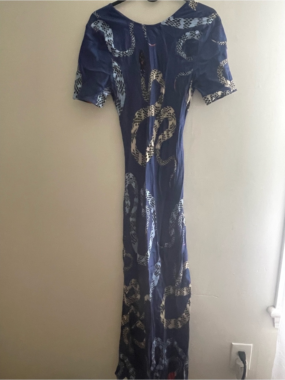 Silk Laundry Navy Snake-Print Maxi Dress